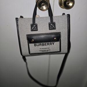 Burberry Grey and Black Cream Interior Tote
